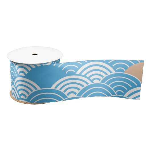 Blue and Beige Japanese Wave Pattern  Lint (Spoel)