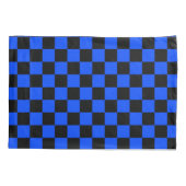 Blue and black checkerboard pattern kussensloop (Achterkant-Links)
