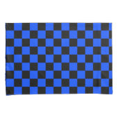 Blue and black checkerboard pattern kussensloop (Voorkant-Rechts)
