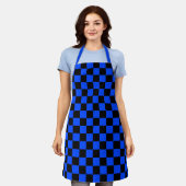 Blue and black checkerboard pattern schort (Gedragen)