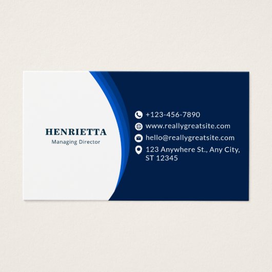 Blue and Black Modern Corporate Business Card Visitekaartje (Voorkant)