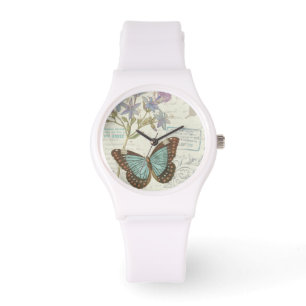 Blue and Brown Butterfly Horloge