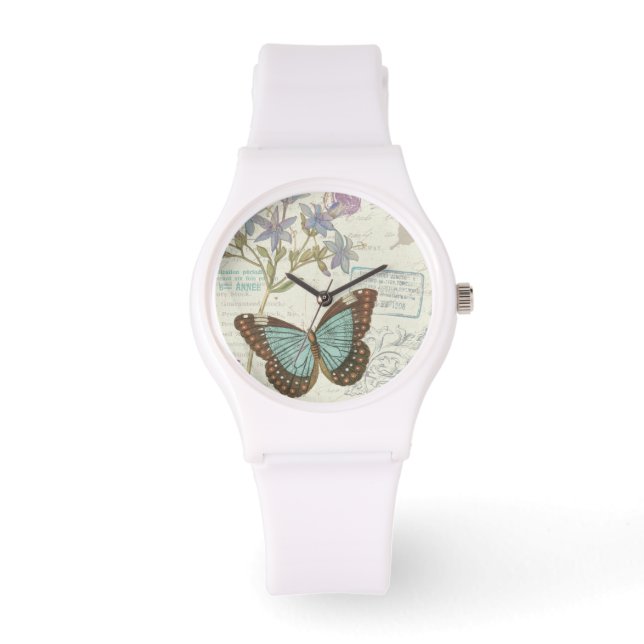 Blue and Brown Butterfly Horloge (Voorkant)