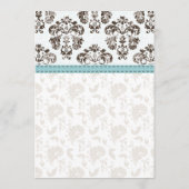 Blue and Brown Damask Wedding Menu Card (Achterkant)