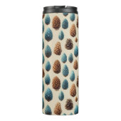 Blue and Brown Pinecone Winter Pattern Thermosbeker (Achterkant)