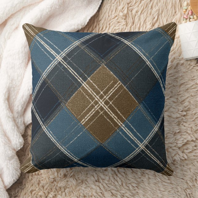 Blue And Brown Plaid Kussen (Deken)