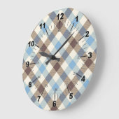 Blue And Brown Tartan plaid Grote Klok (Hoek)
