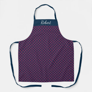Blue and Burgundy Custom Name Apron Schort
