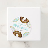 Blue and Chocolate Sprinkle Donuts Baby shower Bedankjes Labels (In situ)