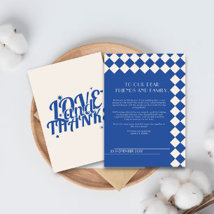 Blue and Cream Retro Bold Liefde & Bedankt Wedding