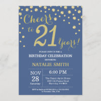 Blue and Gold 21st Birthday Diamond