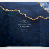 Blue and Gold Agate Wedding Tri-Fold Uitnodiging (Binnenkant midden)
