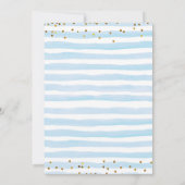 Blue and Gold Boy Rainchard Baby shower Invitation Kaart (Achterkant)