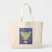 Blue and Gold Cancer Angel Bag Grote Tote Bag (Voorkant)