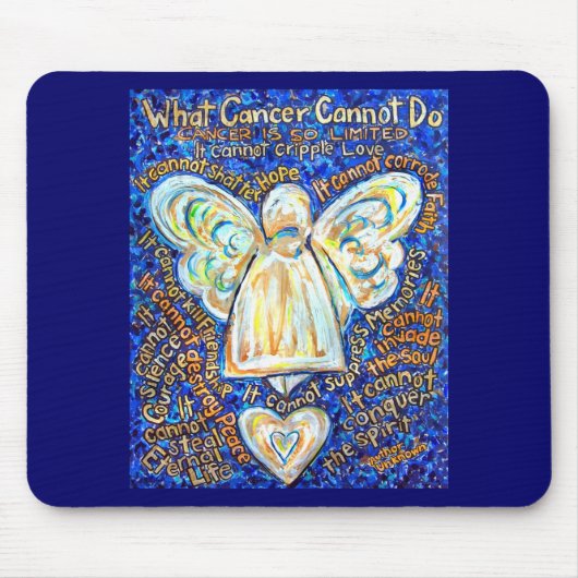 Blue and Gold Cancer Angel Mousepad Muismat (Voorkant)