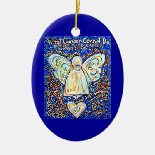 Blue and Gold Cancer Angel Ornament Gepersonalisee (Voorkant)