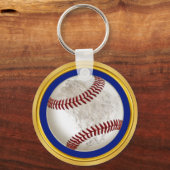 Blue and Gold Cheap - Aangepaste Baseball-cadeaus Sleutelhanger (Achterkant)