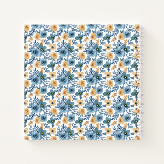 Blue and Gold Floral Notitieboek (Achterkant)