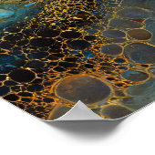 Blue and Gold Fluid Art Abstract Poster (Hoek)