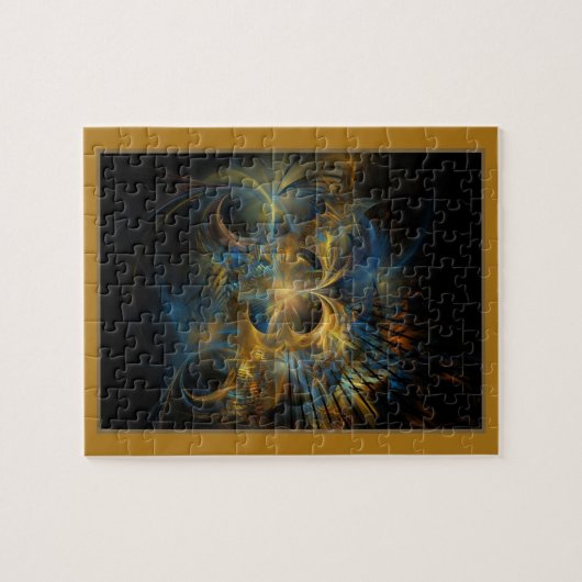 Blue and Gold Fractal Jigzaag Puzzle Legpuzzel (Horizontaal)