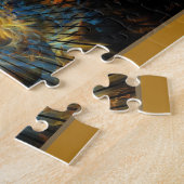 Blue and Gold Fractal Jigzaag Puzzle Legpuzzel (Zijkant)
