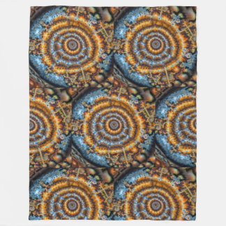 blue and gold fractal swirl fleece deken