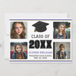 Blue and Gold Graduation  Announcement Aankondiging