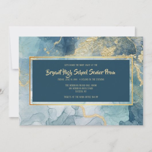 Blue and Gold Invitations Kaart (Voorkant)