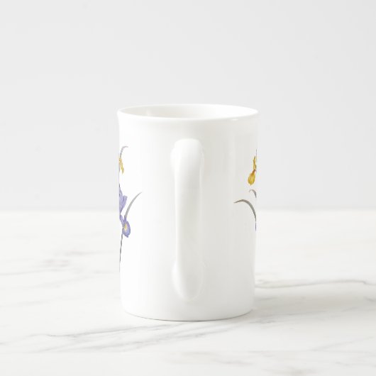 Blue and Gold Iris Redoute Bone China Mok (Achterkant)