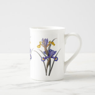 Blue and Gold Iris Redoute Bone China Mok
