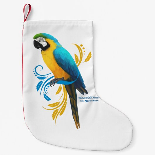 Blue and Gold Macaw Kleine Kerstsok (Voorkant)
