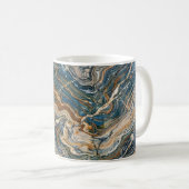 Blue and Gold Marble Swirl Pattern Coffee Mug (Devant droit)