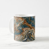 Blue and Gold Marble Swirl Pattern Coffee Mug (Devant gauche)