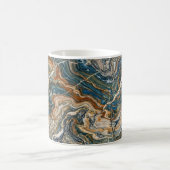 Blue and Gold Marble Swirl Pattern Coffee Mug (Centre)