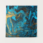 Blue and gold marbling pattern. Golden marble liqu Wandkleed (Voorkant)