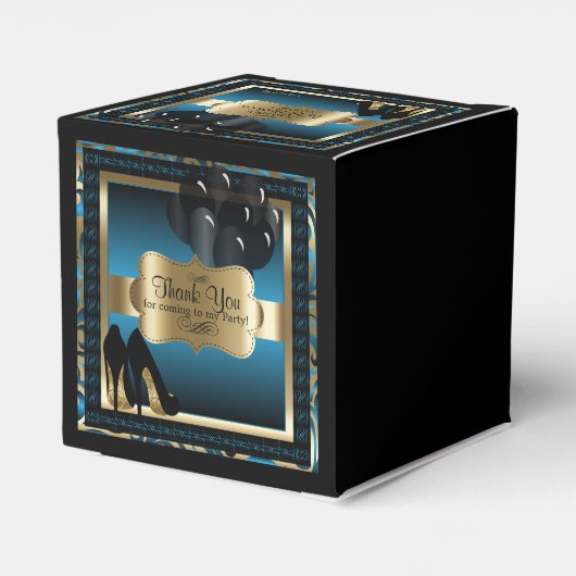 Blue and Gold Metallic - 00th Birthday  | DIY-teks Bedankdoosjes (Achterkant)