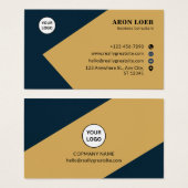 Blue and Gold Modern Corporate Business Card (Devant & derrière)