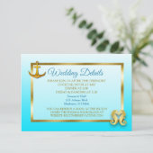 Blue and Gold Nautical Wedding Details Kaart (Staand voorkant)