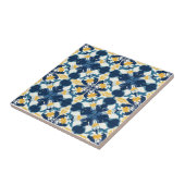 Blue and Gold Pattern Ceramic Tile Tegeltje (Zijkant)