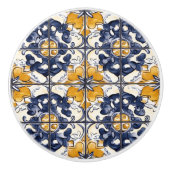 Blue and Gold Pattern  Keramische Knop (Voorkant)