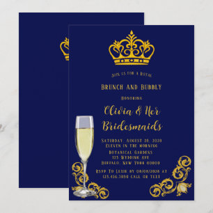 Blue and Gold Royal Crown Brunch en Bubble Kaart