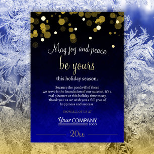 Blue and Gold Shimmery Lights Company Kerst Folie Feestdagenkaart