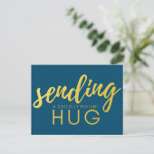 Blue and Gold Social Distancing Hug Briefkaart (Staand voorkant)