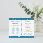 Blue and Gold Stars Boy's Baby Shower Invitations (Debout devant)