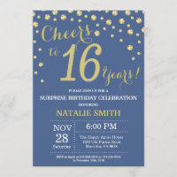 Blue and Gold Surprise 16th Birthday Diamond