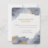 Blue and Gold Waterverf Swash Wedding RSVP-kaart RSVP Kaartje (Voorkant)