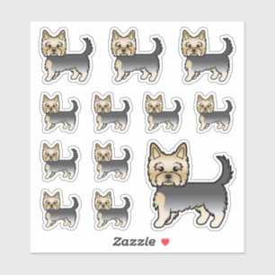 Blue and Gold Yorkshire Terrier Dogs Sticker