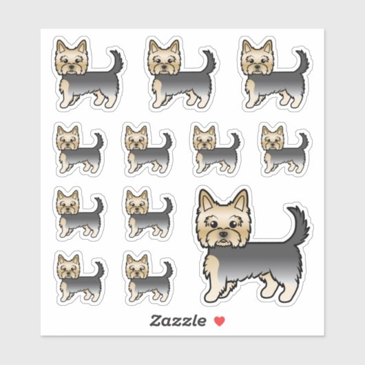 Blue and Gold Yorkshire Terrier Dogs Sticker (Vel)