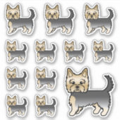Blue and Gold Yorkshire Terrier Dogs Sticker (Voorkant)