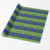Blue and Green Abstract Pattern Happy Birthday Cadeaupapier (Uitgerold)